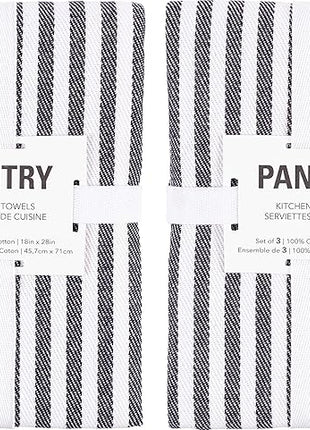 KAF Home Premium Kitchen Towels (18" x 28"), Large 100% Cotton, Flat & Terry Absorbent Dish Towel Set (Black, 18 x 28-6 Pack)