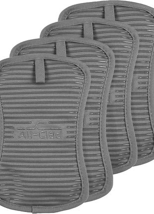 All-Clad Premium Pot Holder & Hot Pad: Heat Resistant to 500 Degrees - 100% Cotton, 10"x6.25" Hot Pad for Kitchen and Barbeque, 4-Pack, Pewter