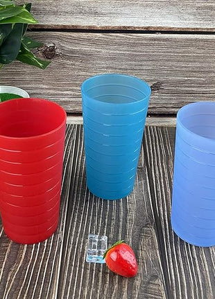 22-ounce Plastic Tumblers Unbreakable BPA Free Dishwasher Safe Set of 12 in Multicolors Reusable Drinking Cups