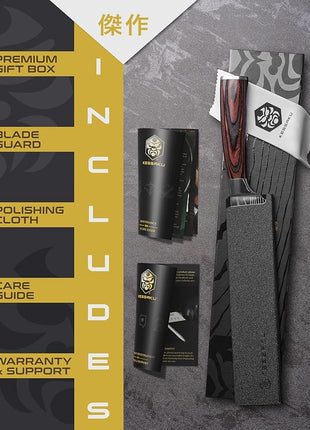 KESSAKU Chef Knife - 8 inch - Samurai Series - Razor Sharp Kitchen Knife - Forged 7Cr17MoV High Carbon Stainless Steel - Wood Handle with Blade Guard