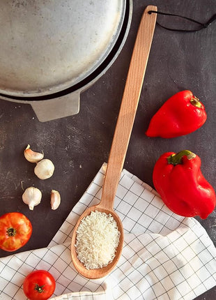 ECOSALL Heavy Duty Large Wooden Spoon 18-inch, Long Handle Cooking Tool With a Scoop. Nonstick Big Spoon for Stirring Mixing Cajun Crawfish Boil Wall Décor. Super Strong Sturdy Giant Hardwood Untesil