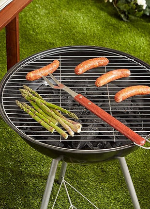 RSVP International Endurance (BQ-FRK) BBQ Grill Fork, 17.25" | Long Handle Keeps Hands Safe from Fire | Made from Stainless Steel & Rosewood