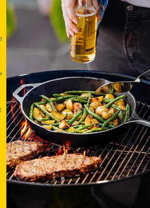 Lodge 10.25 Inch Cast Iron Skillet – Pre-Seasoned Frying Pan with Teardrop Handle – Oven, Stovetop, Grill & Campfire Use – Made in USA – Durable, Non-Toxic, Even-Heating Cookware – Black