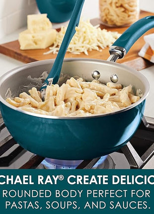 Rachael Ray Create Delicious Nonstick Saute/All Purpose Pan with Lid, 3 Quart - Teal Shimmer, teal shimmer blue