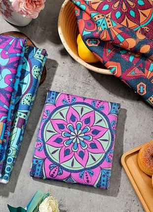 Boyiee Set of 6 Mandala Kitchen Towels Absorbent Boho Dish Towels 24 x 16 Inches Multicolor Hand Dishcloths Mandala Lover Gifts for Farmhouse Kitchen Bathroom Decorations