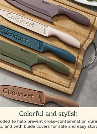 Cuisinart Advantage 12-Piece Kitchen Knife Set, Professional-Quality Nonstick Coated Stainless Steel Knives with Covers, Nonstick Color Coating for Easy Slicing, Ergonomic Handles, G1022-12M