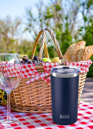 HASLE OUTFITTERS 12 oz Skinny Tumbler, Stainless Steel Insulated Slim Tumbler set bulk with Lid, Reusable Double Wall Travel Coffee Mug, Durable Powder Coated Travel Water Cup(Navy,6)