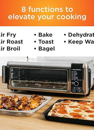 Ninja Digital Air Fry Countertop Oven, 8-in-1 Functionality, 1800W, Flip-Up Design, XL Capacity, Air Fry Basket, Wire Rack & Crumb Tray, Silver, SP101