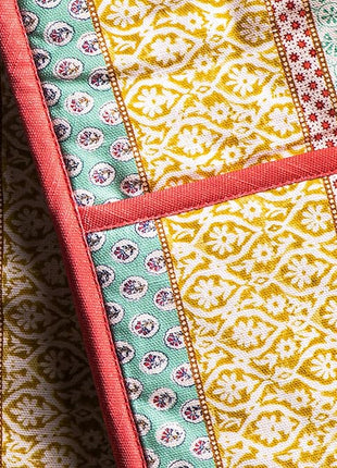 Maison d' Hermine Double Oven Mitts 100% Cotton 7"x35" Double Oven Mitt Heat Resistant BBQ Cooking Gloves with Loop, Baking, Grilling, Home, Kitchen, Handling Hot Pans Spring Summer (Provence)