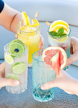 BELLAFORTE Shatterproof Tritan Tall Tumbler, Set of 4, 18oz - Myrtle Beach Drinking Glasses - Unbreakable Plastic Drinking Glasses for Gifting, Parties, New Year - BPA Free - Dishwasher Safe - Pink