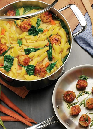 Tramontina Tri-Ply Clad Stainless Steel 10-Piece Cookware Set with Glass Lids, Pots and Pans Kitchen Set, Induction-Ready, Dishwasher-Safe, NSF-Certified