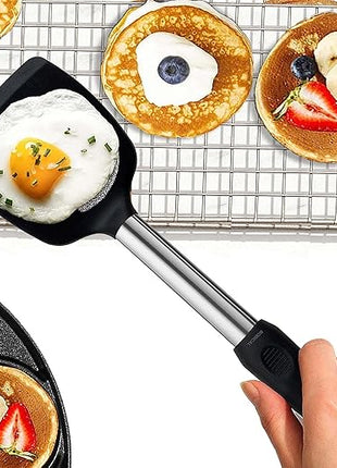 2 Pack Solid & Slotted Silicone Spatula Set, 600F Heat-Resistant No-Melt Handle and Blade, Kitchen Cooking Utensils for Nonstick Cookware, Spatula Turner for Egg,Pancake,Burger- Dishwasher Safe