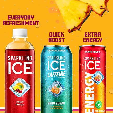 Sparkling Ice Energy Power Punch 12Pk. Energy Drinks with Vitamins + Antioxidants, Zero Sugar. 12 fl oz cans.