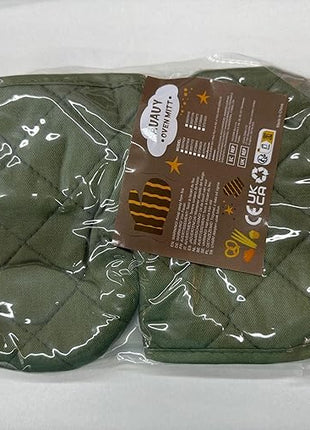 AUAUY Mini Oven Mitts, 2 Count Green Small Oven Mitt 220℃/428°F Heat Resistant with Non-Slip Surface and Hanging Loop Mits, Kitchen Mittens Oven Mitts, Kitchen Gloves for Oven, Baking and Grilling