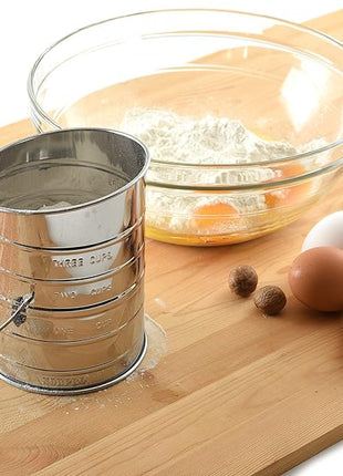 Norpro 3-Cup Stainless Steel Rotary Hand Crank Flour Sifter With 2 Wire Agitator