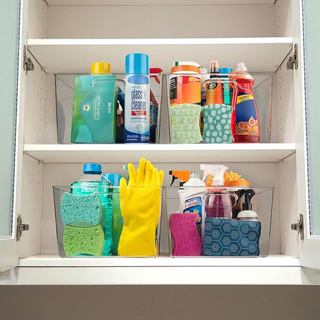 ClearSpace Clear Plastic Storage Bins – XL 6 Pack Perfect Kitchen or Pantry Organization Fridge Organizer and Storage Bins, Cabinet Organizers