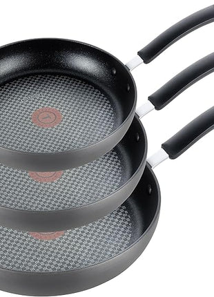 T-fal Ultimate Hard Anodized Nonstick Fry Pan Set 3 Piece: 8, 10.25, & 12 Inch, Oven Broiler Safe 400F, Kitchen Cookware Set, Pots and Pans Set Non Stick, Frying Pans, Skillets, Dishwasher Safe, Black