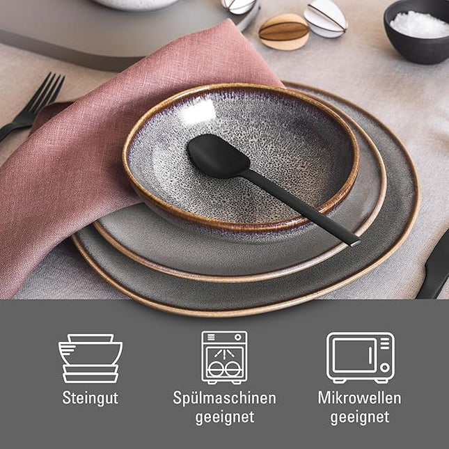 Villeroy & Boch Lave Beige Breakfast Plate, Stylish Stoneware Plate for Appetizers, Salads, Dessert or Brunches, Dishwasher and Microwave Safe, Beige, 9.25 x 9 x 1 in