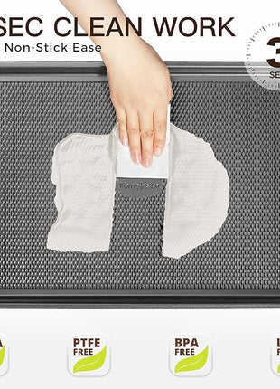 Cookie Sheets for Baking Nonstick - HONGBAKE Baking Sheet Pan Set of 3, Half/Quarter/Jelly Roll Pan for Oven with Diamond Texture Pattern, 57% Thicker Carbon Steel Cookie Trays, Dark Grey