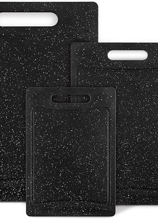 COOK WITH COLOR Non-Slip Cutting Board Set – Kitchen Essentials with Easy Grip Handle for Meat, Veggies, and Fruits, 3 Cutting Boards, Speckled Black