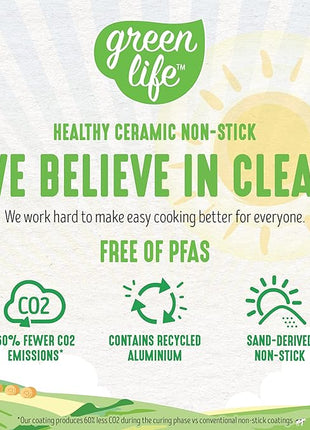 GreenLife Soft Grip Healthy Ceramic Nonstick, 15 Piece Cookware Pots and Pans Set, Induction, PFAS-Free, Dishwasher Safe, Turquoise