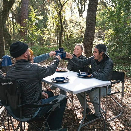 Stansport Deluxe 24-Piece Enamel Tableware Set - Enamel Plates and Bowls Lightweight and Durable Camp Dish Set for Camping and Backpacking Plates and Bowls for 4 People