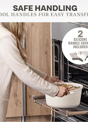 Gotham Steel Hammered 5 Qt Lightweight Dutch Oven Pot with Lid & Holders, Ceramic Non Toxic, Oven Safe & Even Heat Retaining Dutch Oven for Bread Baking Sourdough, Soup, 70% Lighter than Cast Iron