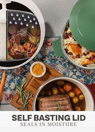 Gotham Steel Hammered 5 Qt Lightweight Dutch Oven Pot with Lid & Holders, Ceramic Non Toxic, Oven Safe & Even Heat Retaining Dutch Oven for Bread Baking Sourdough, Soup, 70% Lighter than Cast Iron