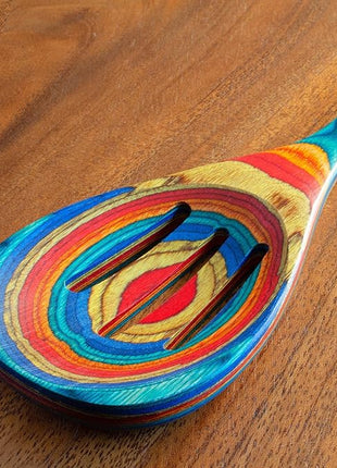 Totally Bamboo Baltique Montego Bay Collection 12-1/2" Wooden Slotted Cooking Spoon, Safe for Nonstick