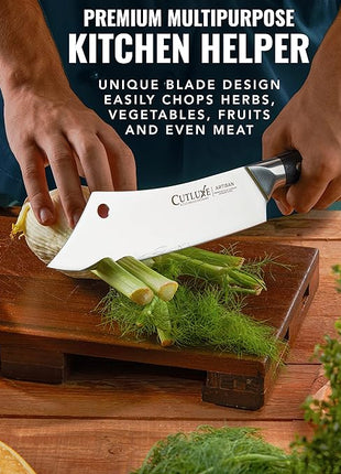 Cutluxe Cleaver Chef Knife – 8" Meat Cleaver Butcher Knife – German Steel Blade, Full Tang, Ergonomic Handle Design – Artisan Series