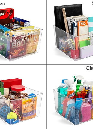 ClearSpace Clear Plastic Storage Bins – XL 8 Pack Perfect Kitchen or Pantry Organization Fridge Organizer and Storage Bins, Cabinet Organizers