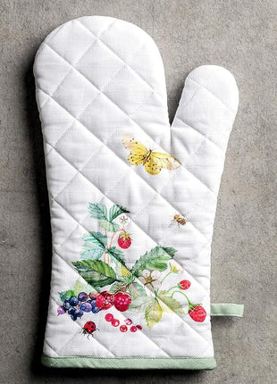 Maison d' Hermine Oven Gloves 100% Cotton Oven Mitt 7" x 13" with Loop Heat Resistant, BBQ, Cooking Gloves, Baking, Grilling, Kitchen, Handling Hot Pans Spring/Summer (Pack of 1, Printemps)