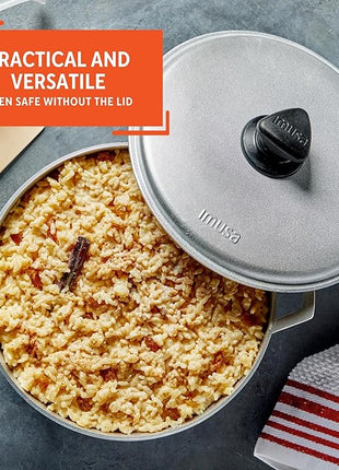 IMUSA 2.6 Quart Traditional Natural Made in Colombia Caldero with Lid for Cooking and Serving, Silver