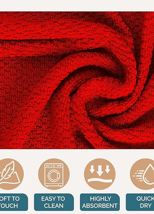 Casa Platino Dish Towels for Kitchen Drying Kitchen Towels – 8 Pc Durable Cotton Dish Towel Set – Designed for Vibrant Prep Routines and Seasonal Hosting – Red