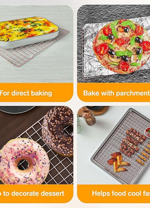 2PCS Cooling Racks for Cooking and Baking - 10" x 16"Heavy Duty Stainless Steel Wire Rack for Baking, Grilling, Roasting - Oven & Dishwasher Safe - Fits Half Sheet Pan（Rose Gold）