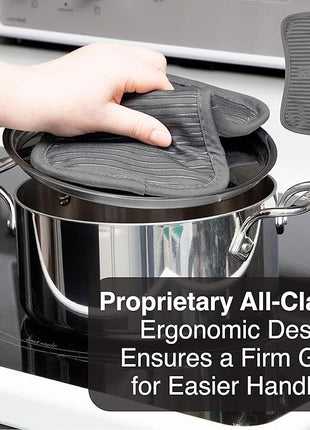 All-Clad Premium Pot Holder & Hot Pad: Heat Resistant to 500 Degrees - 100% Cotton, 10""x6.25"" Hot Pad for Kitchen and Barbeque, (1-Pack), Pewter