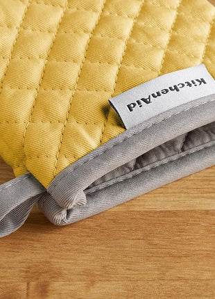 KitchenAid Asteroid Mini Oven Mitt Set, 5.5"x8", Buttercup Yellow, 2 Piece