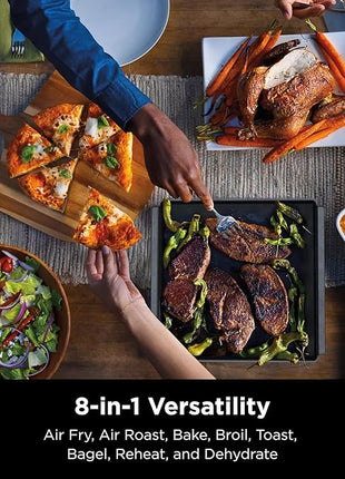 Ninja SP201 Digital Air Fry Pro Countertop 8-in-1 Oven with Extended Height, XL Capacity, Flip Up & Away Capability for Storage Space, with Air Fry Basket, Wire Rack & Crumb Tray, Silver