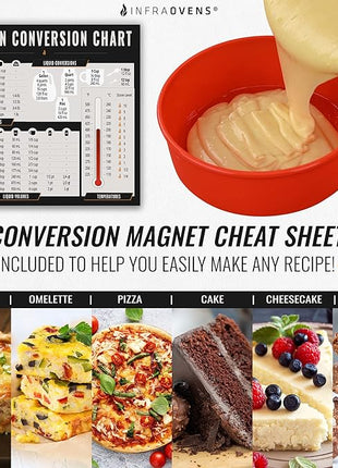 Air Fryer Baking Pan For Ninja Foodi XL Pro DT200, Double Oven with FlexDoor DCT400, Prestige Smart XL, Toaster Oven Bakeware Sets with Cupcake Liners & Conversion Chart, Nonstick Round Cake Molds