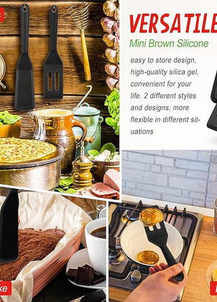 2 Pieces Brownie Spatula Set Mini Silicone Spatula Serving Slotted Spatula Kitchen Utensil for Cutting Brownies Cookies Flip Eggs(Red)