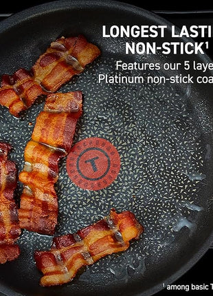 T-fal Ingenio Expertise Non Stick Cookware Set 10 Piece, Induction, Oven Broiler Safe 500F, Stackable Cookware, Pots and Pans Set, RV, Camping, Frying Pans, Dishwasher Safe, Detachable Handle,Black