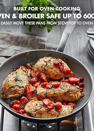 GreenPan Chatham Hard Anodized Healthy Ceramic Nonstick, 10" and 12" Frying Pan Skillet Set, PFAS-Free, Dishwasher Safe, Oven Safe, Gray