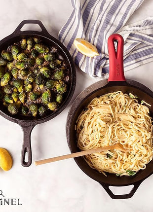 Cuisinel Cast Iron Skillet + Lid - 2-In-1 Multi Cooker - Deep Pot + Frying Pan - 3-Qt Dutch Oven - Pre-Seasoned Oven Cookware - Works for Bread, Indoor/Outdoor, Grill, Stovetop and Induction