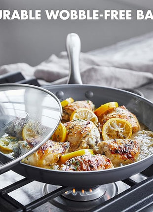 GreenPan Lima Hard Anodized 12" Frying Pan Skillet with Lid, Ceramic Nonstick, PFAS-Free Nontoxic Pots and Pans, Oven & Broiler Safe, Stainless Steel Handle, Cookware for Eggs & Omelet, Gray