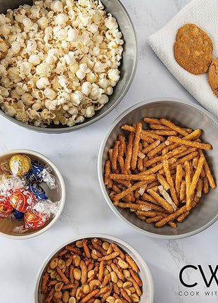 COOK WITH COLOR Prep Bowls with Lids- Wide and Deep Nesting Plastic Small Mixing Bowl Set with Lids, 8 Piece Set - Wide Bowls, Gray