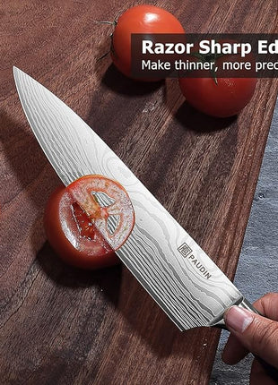 PAUDIN Chef Knife, 8 Inch High Carbon Stainless Steel Sharp Kitchen Knife with Ergonomic Handle, Gift Box for Family & Restaurant