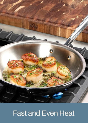 All-Clad D3 10 Inch Stainless Steel Frying pan, 3-Ply Stainless Steel Pan, Induction, Oven Broiler Safe 600F Skillet, Professional Cookware, Silver