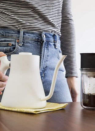 Fellow Stagg Stovetop Pour-Over Coffee and Tea Kettle - Gooseneck Teapot with Precision Pour Spout, Built-In Thermometer, Matte White, 1 Liter