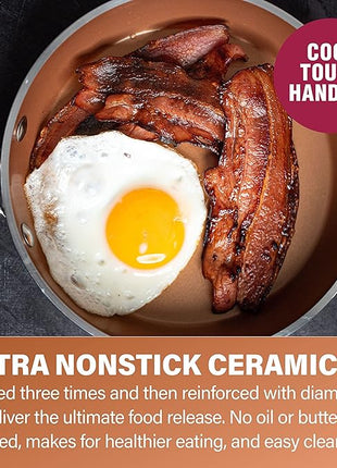 Gotham Steel Hammered 20 Pc Ceramic Cookware Set Nonstick, True Ceramic Pots and Pans Set Non Stick with Deep Square Pan Set & Bakeware Set, Non Toxic PFOA PFOS Free, Oven & Dishwasher Safe