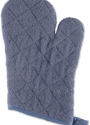 DII Basic Terry Collection 100% Cotton Quilted, Oven Mitt, Stonewash Blue, 2 Piece